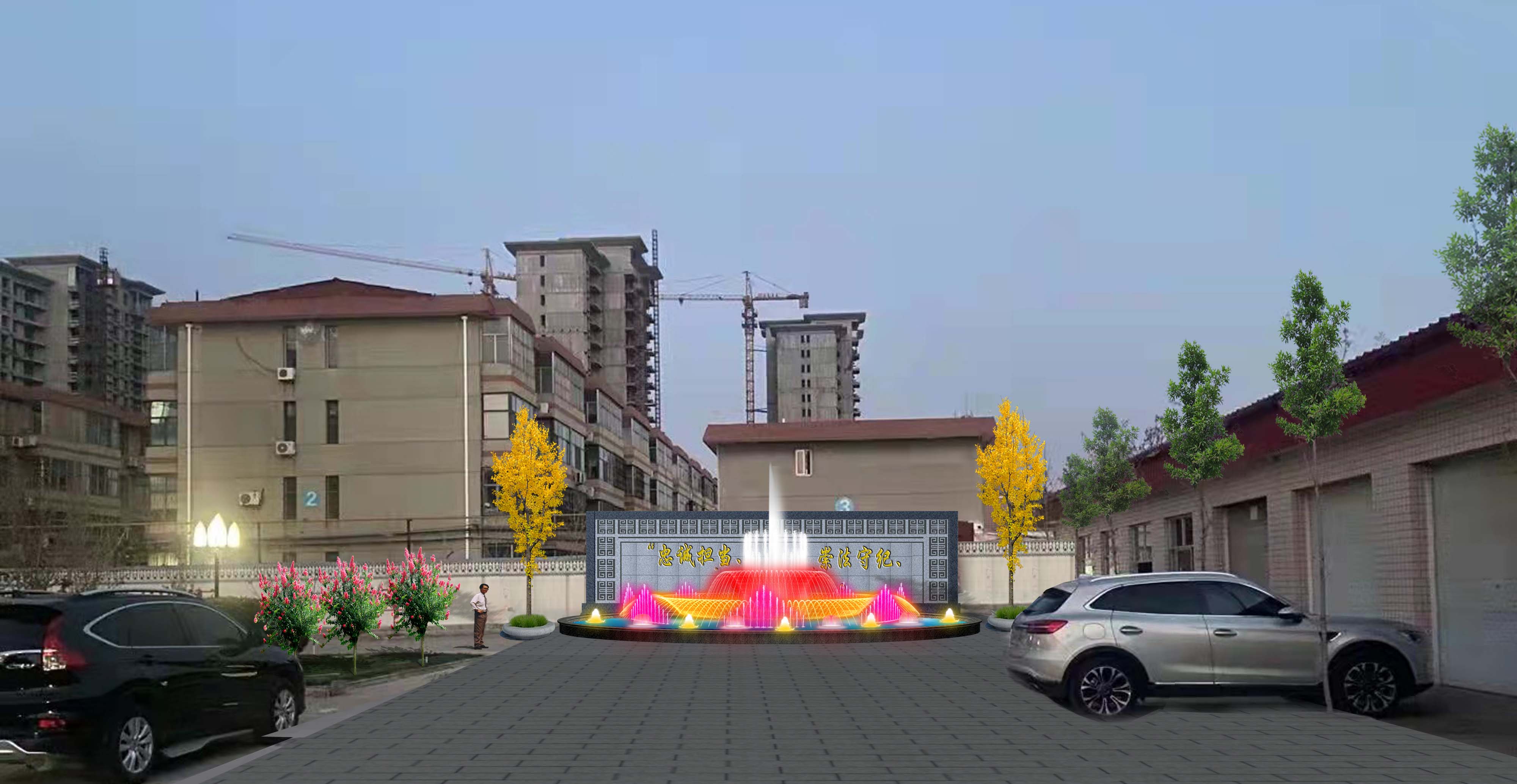 甘肃酒泉湖面漂浮喷泉