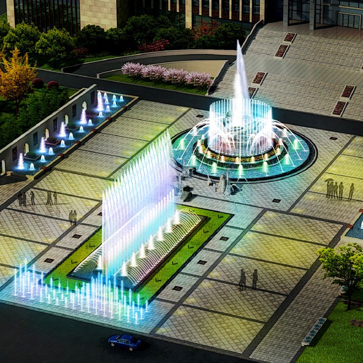 贵州安顺湖面漂浮喷泉