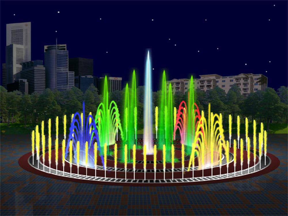 广东河源湖面漂浮喷泉