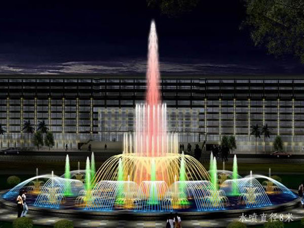 江苏连云港湖面漂浮喷泉