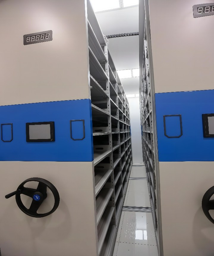 昆明方向盘式密集柜厂家-网片式油画智能密集架优质工厂/边缘圆滑