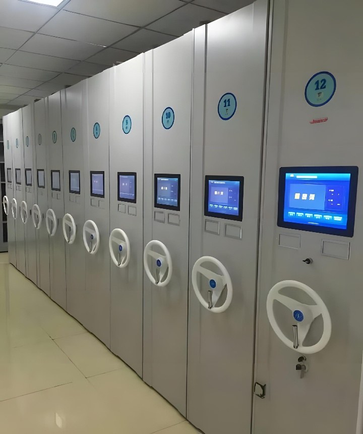 抚顺智能档案密集架厂家-网片式油画智能密集架加工厂/防倾倒地轨